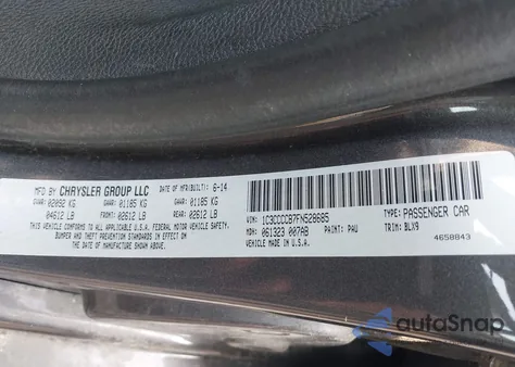 2015 Chrysler 200 C from USA, damaged, VIN 1C3CCCCB7FN528685